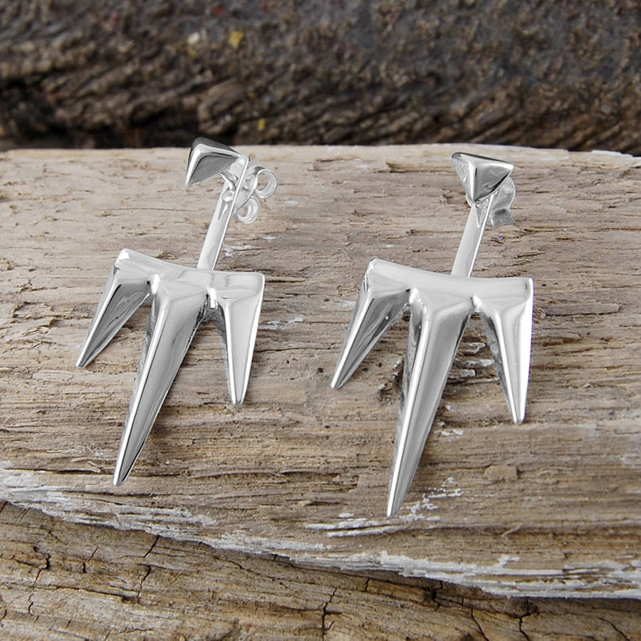 gold spike two way earring jackets by embers gemstone jewellery