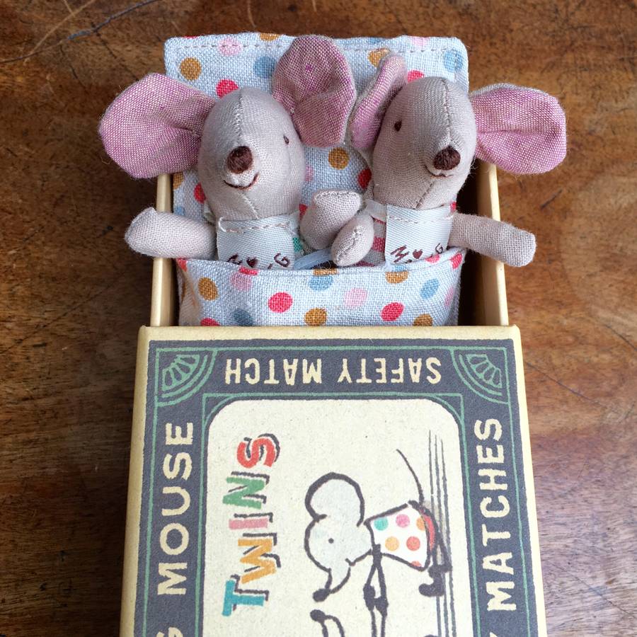 baby twins match box mice by pink pineapple home & gifts