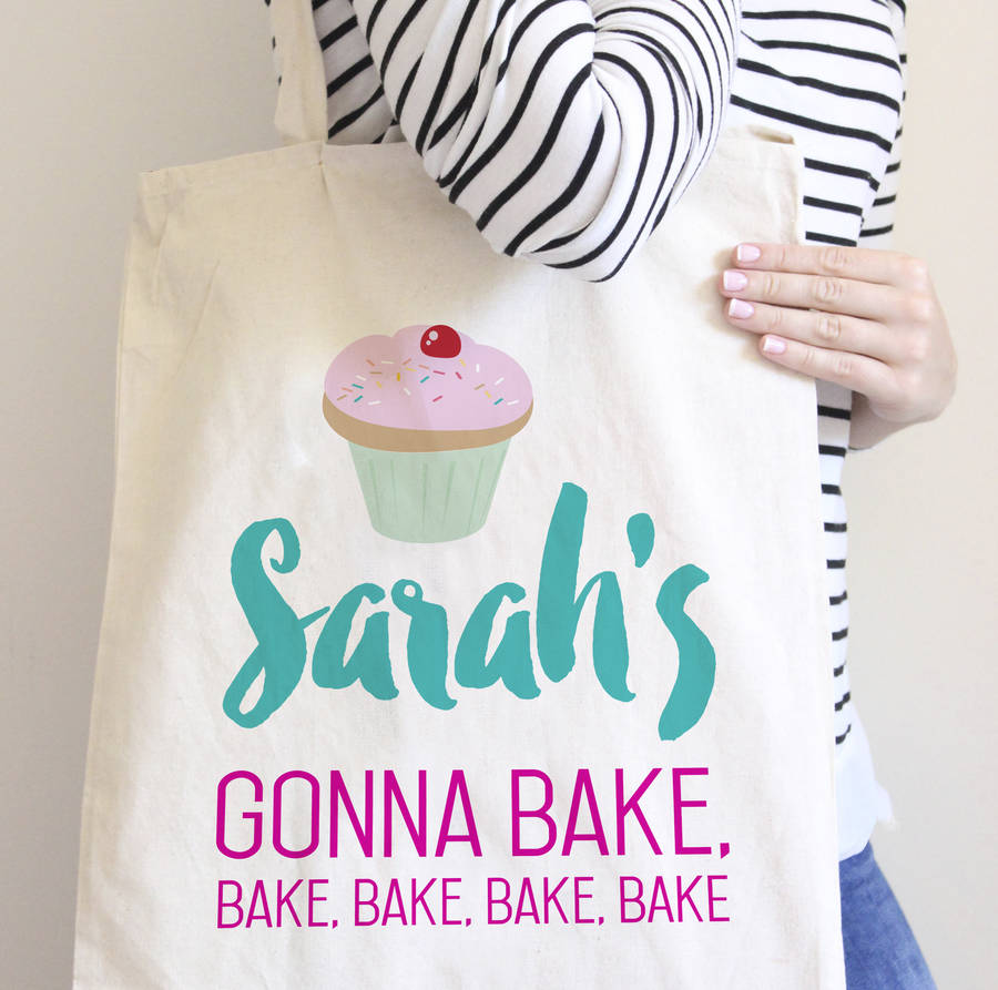 personalised bake, bake, bake tote bag by sarah hurley
