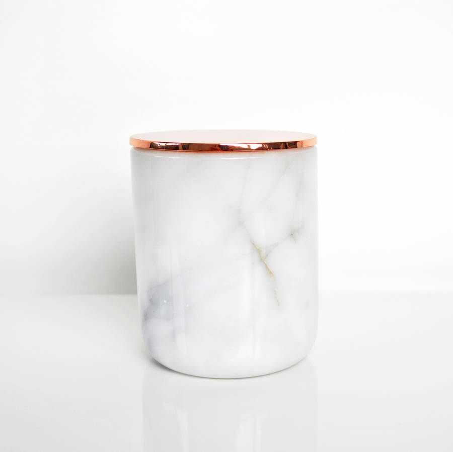 marble jar with copper lid by skandidesign