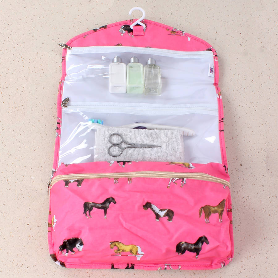 horse folding wash bag by milly green