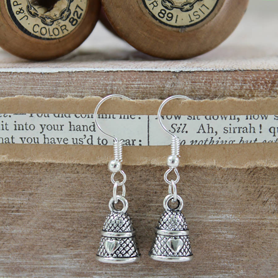 thimble charm earrings in a bottle by zamsoe