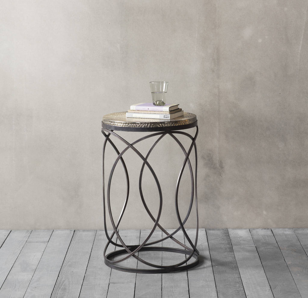 metal hammered top round side table by primrose & plum