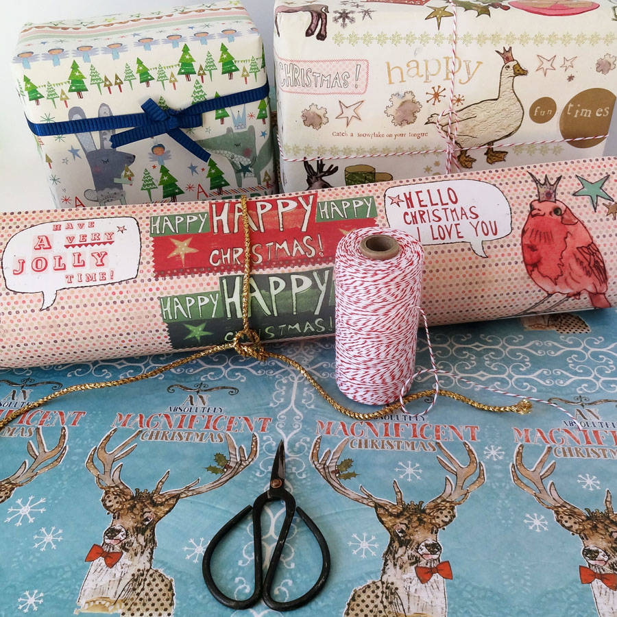 recycled christmas wrapping paper three sheets by alice palace | notonthehighstreet.com