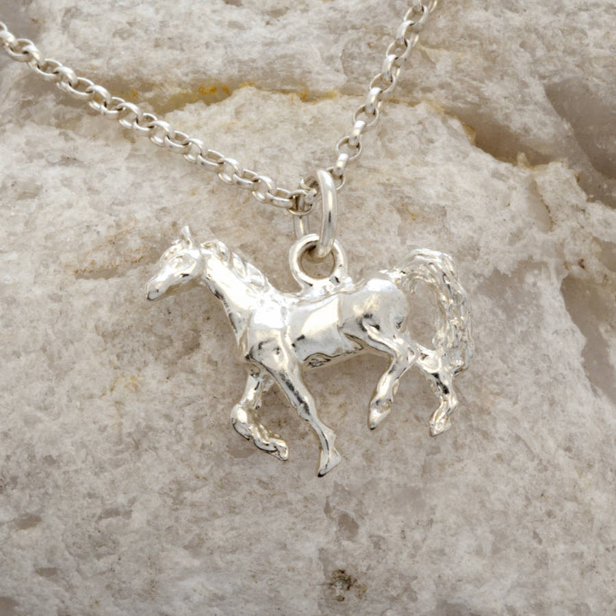 sterling silver horse charm necklace by lime tree design
