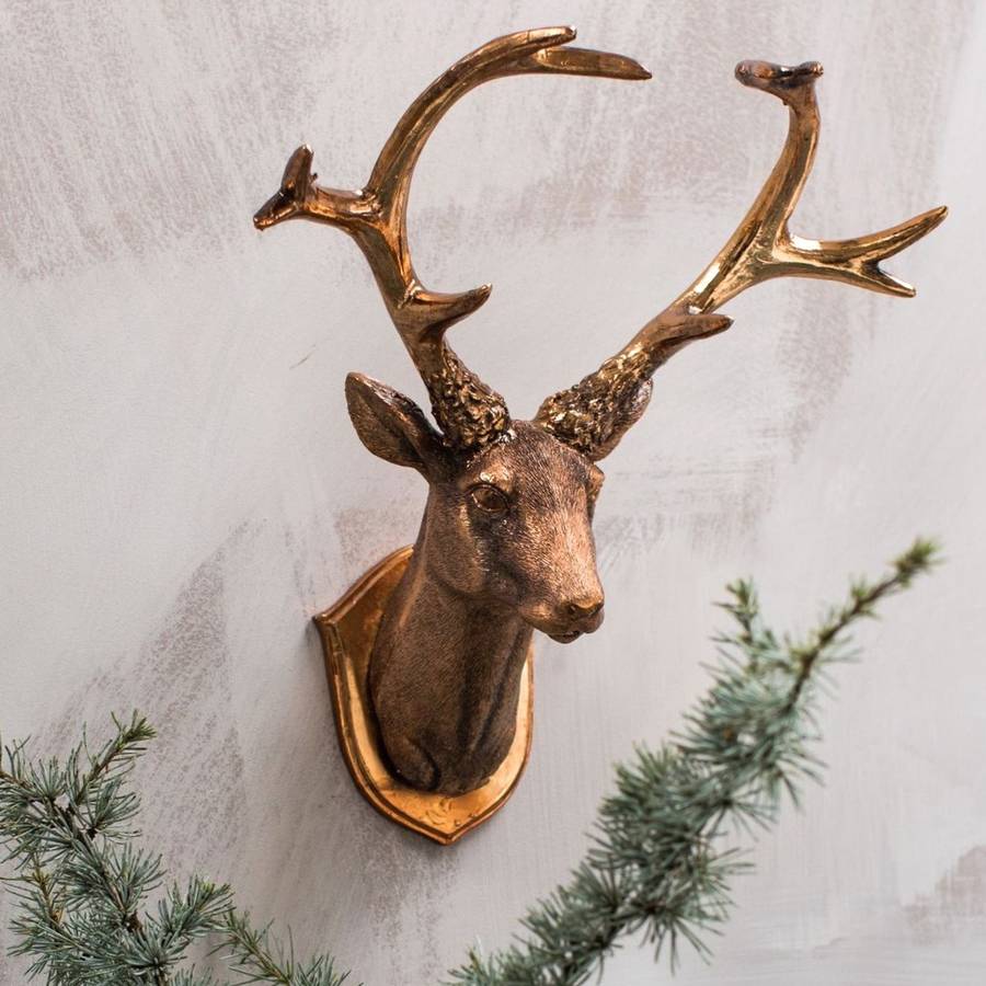 burnished copper wall hung deer head by the forest & co