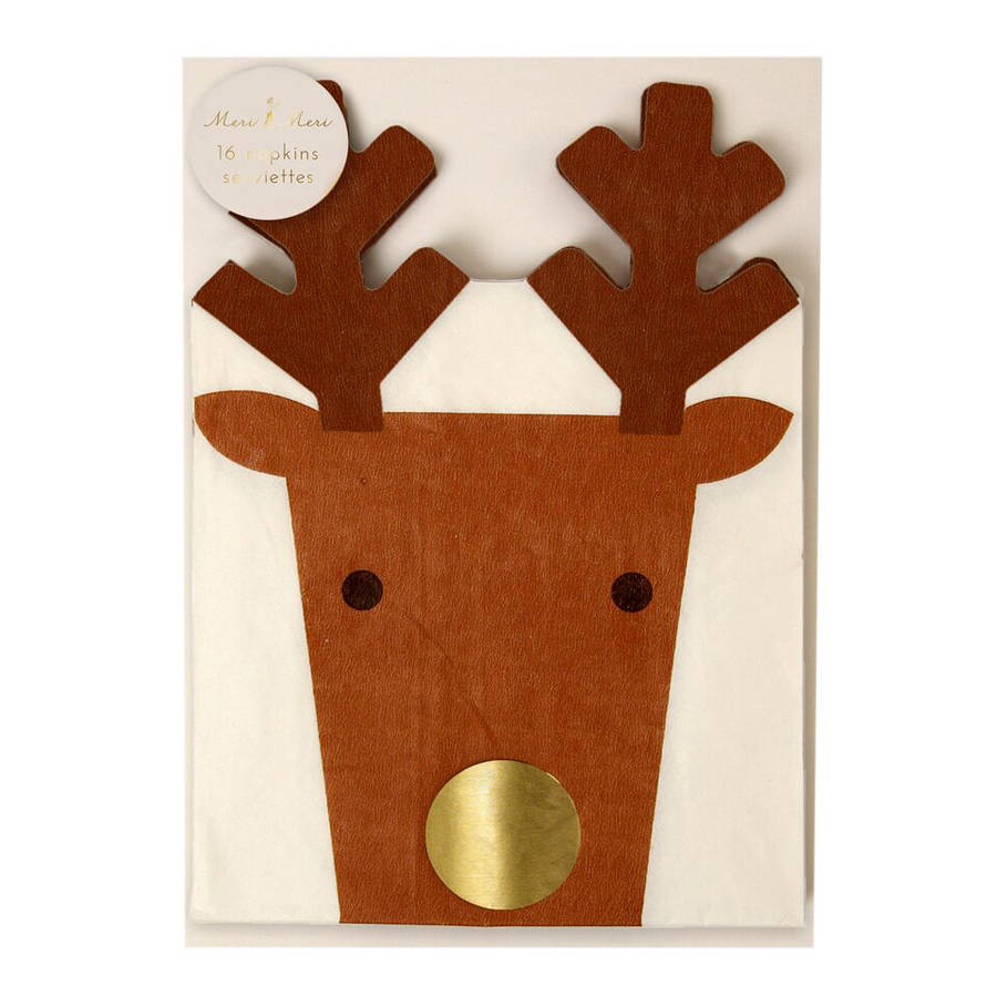 christmas reindeer shaped paper party napkins by postbox party