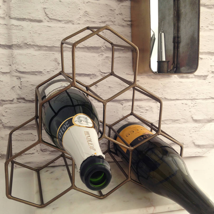 antique gold geometric wine rack by posh totty designs interiors