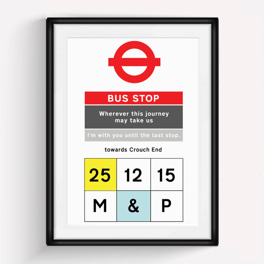 personalised bus stop print by of life &amp; lemons | notonthehighstreet.com