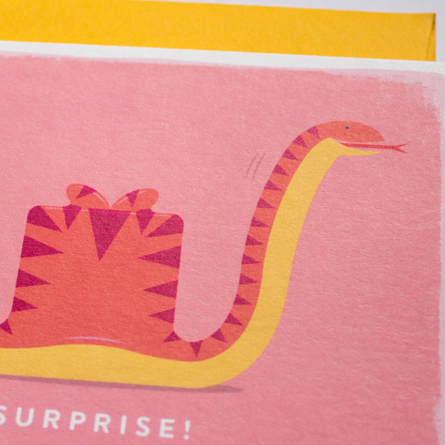 Snake Sssssurprise Birthday Greeting Card By Duke Rabbit 