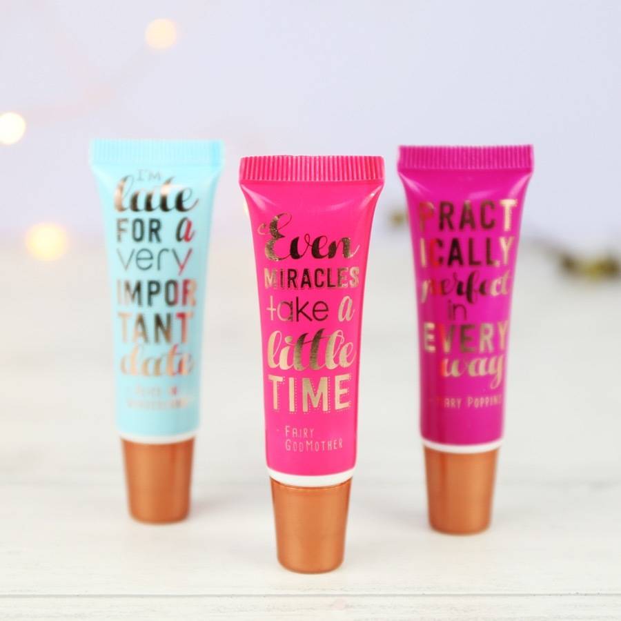 set of three disney quotes lip gloss by lisa angel