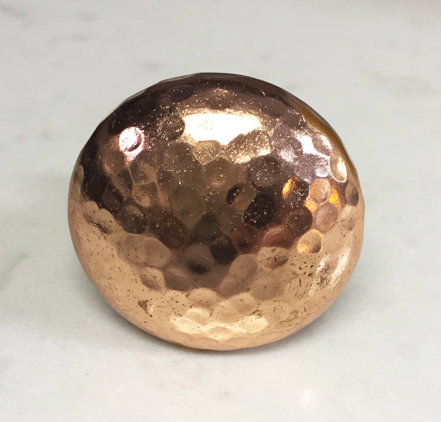 copper hammered cupboard door knobs by pushka knobs