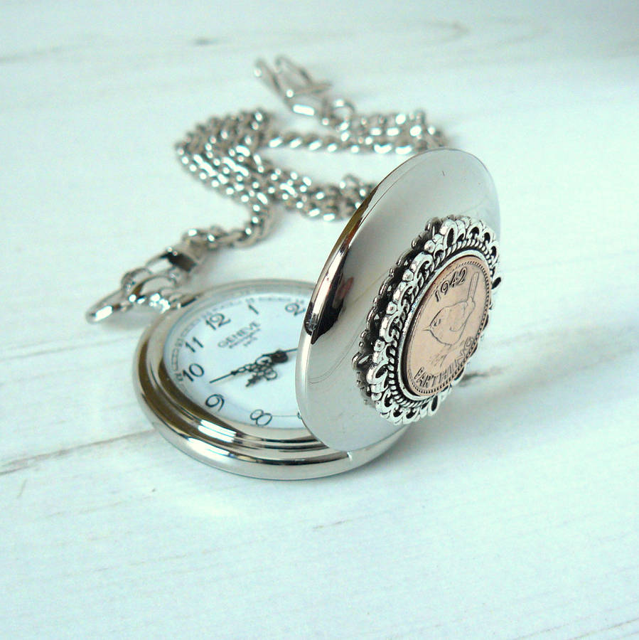 birthday coin pocket watch by pennyfarthing designs