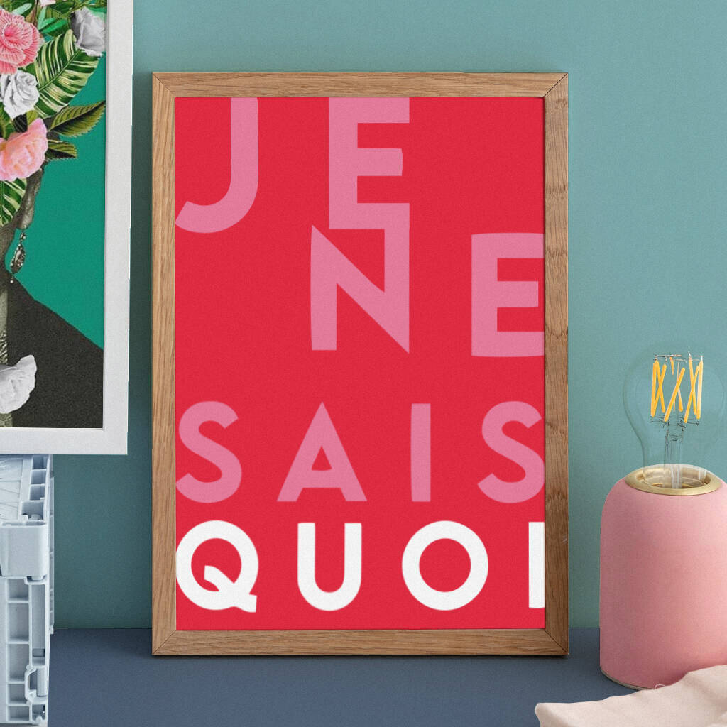 Je Ne Sais Quoi Red And Pink Typography Print By Otts Co