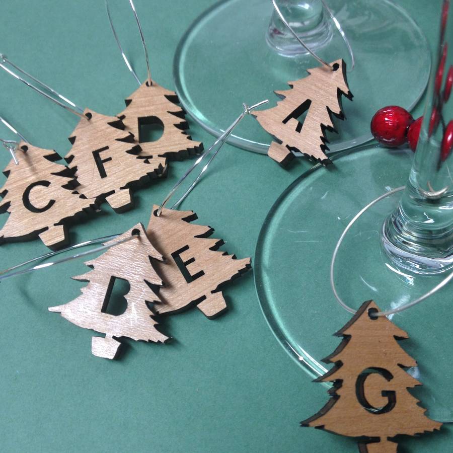 personalised initial letter wine glass charms by hickory dickory