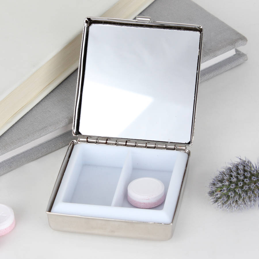 personalised mirror pill box by dibor