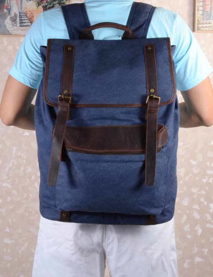 personalised extra large canvas rucksack by eazo