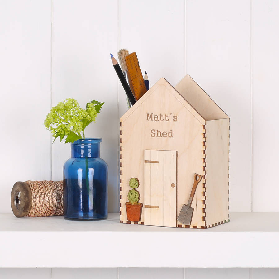 personalised dad's shed desk tidy fathers day gift by bombus