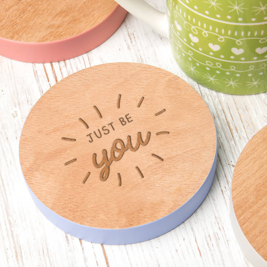 just be you inspirational quote drinks coaster by dust and things