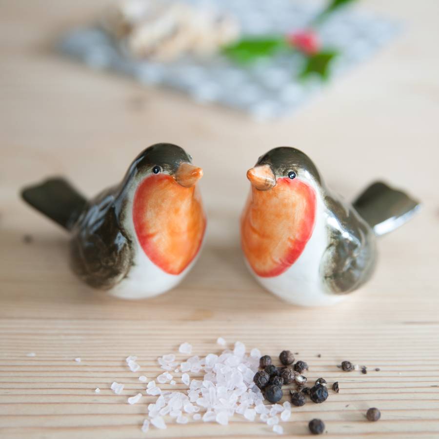 robin salt and pepper shakers by the christmas home