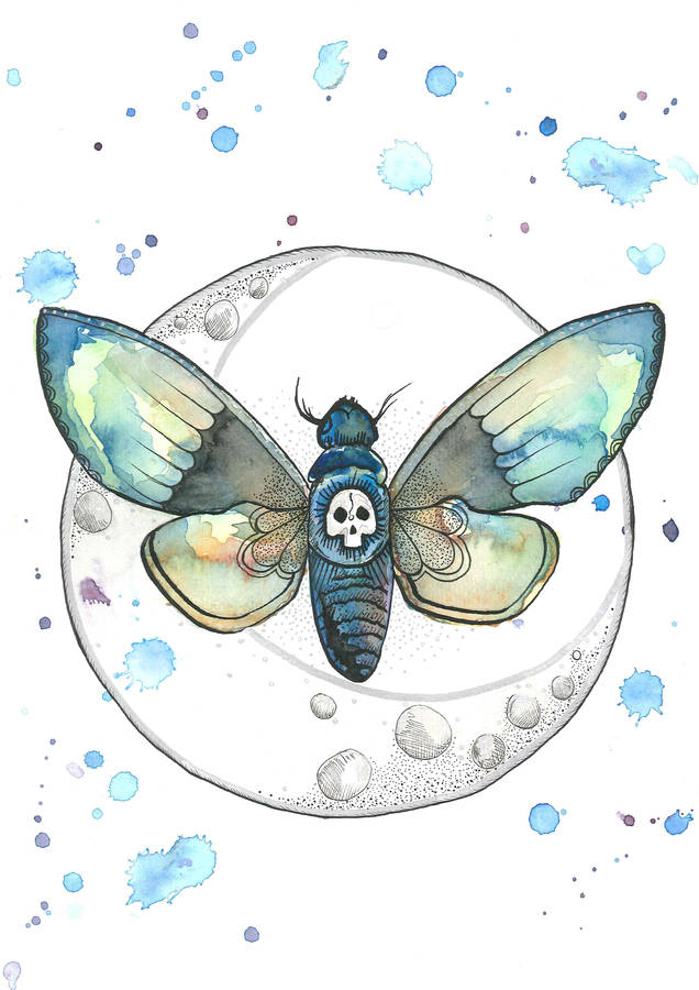 deaths head moth tattoo art print by north and fauna ...
