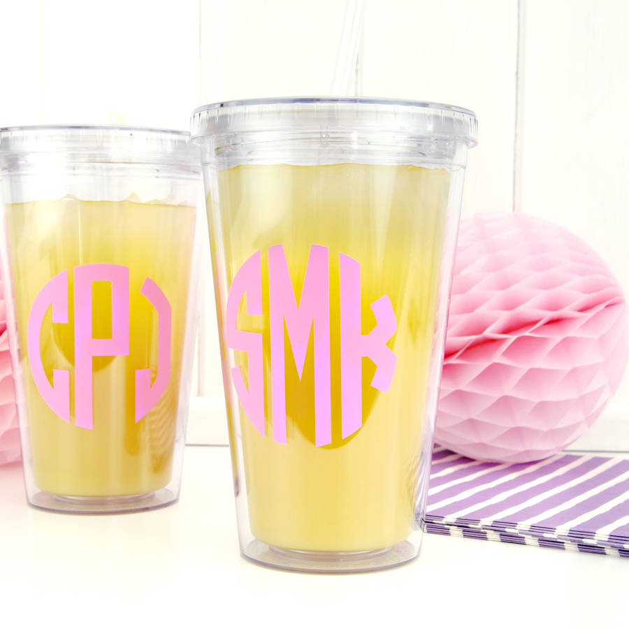 personalised monogram drinks tumbler by peach blossom
