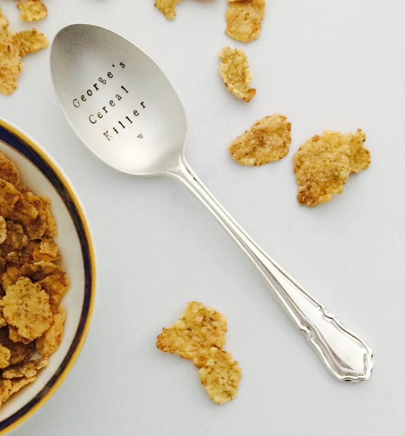 personalised cereal 'killer' spoon by vintage candy