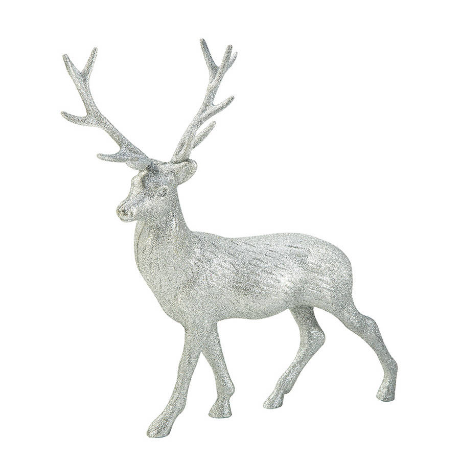 christmas silver glitter stag decorations by postbox party christmas silver glitter stag decorations by postbox party