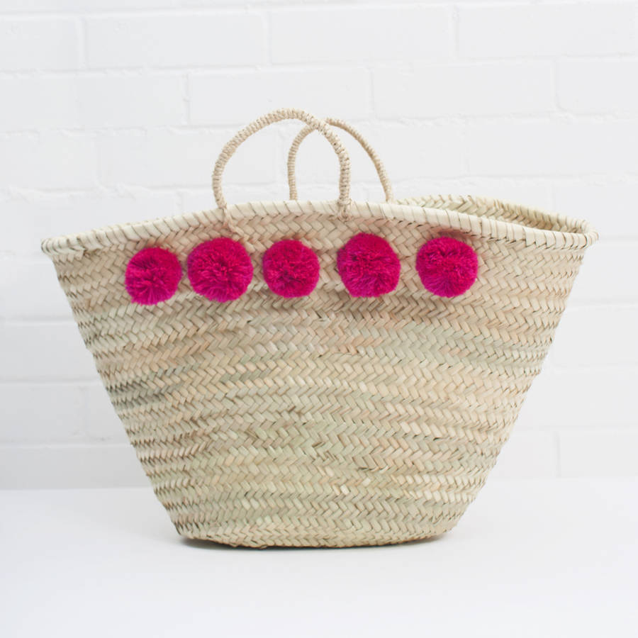 market pom pom basket by bohemia