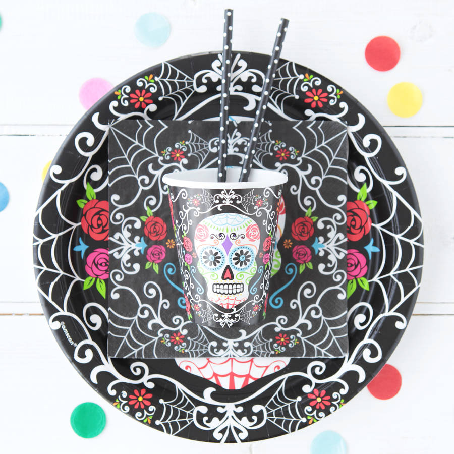 halloween day of the dead tableware bundle by postbox party