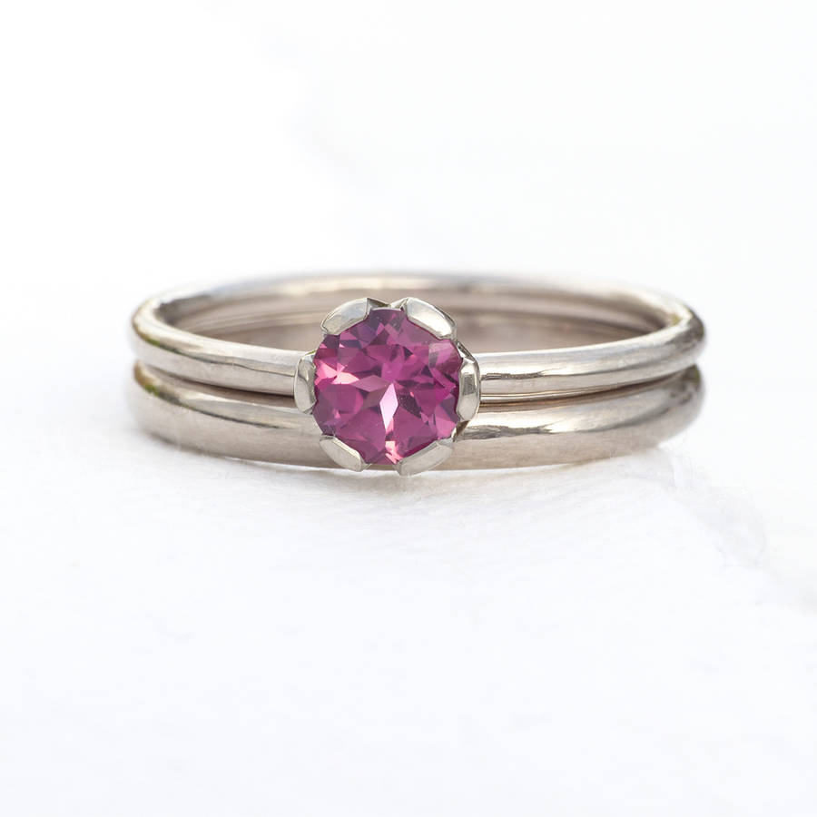 Tourmaline Engagement And Wedding Ring Set By Lilia Nash Jewellery