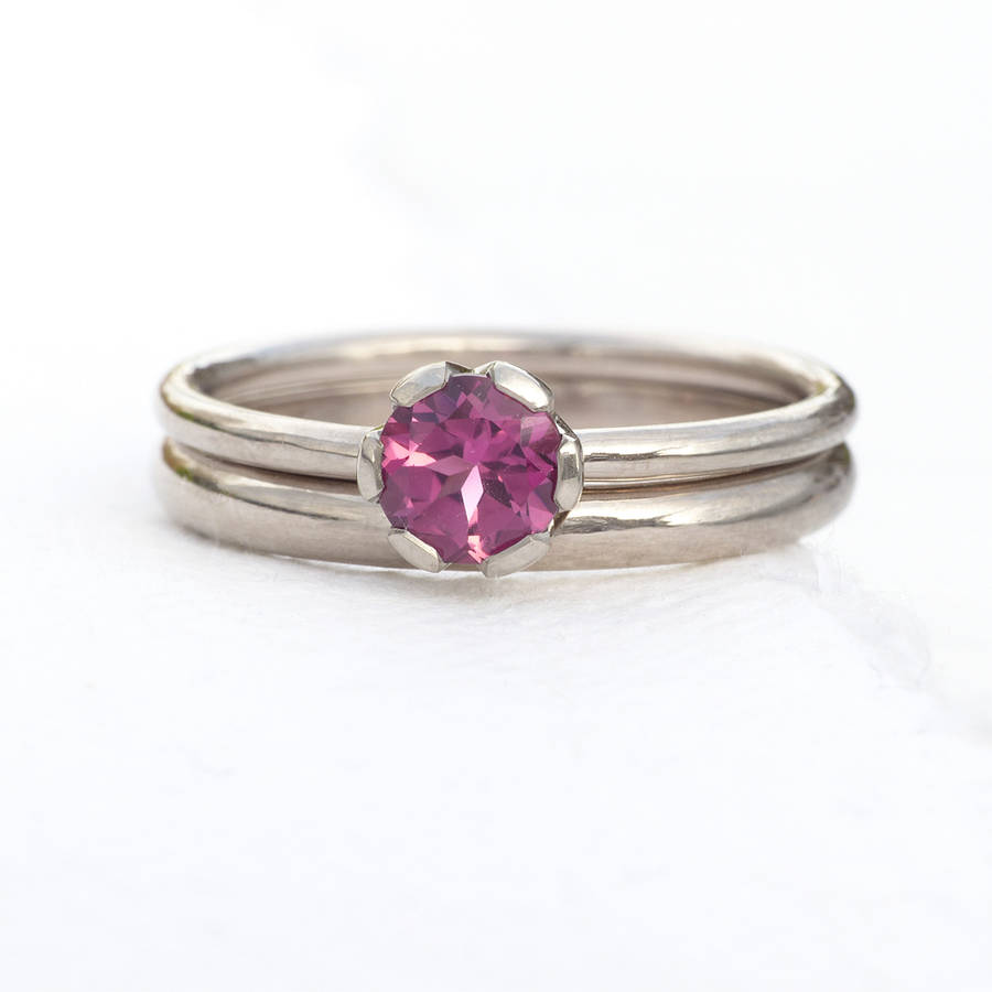 tourmaline engagement and wedding ring set by lilia nash jewellery