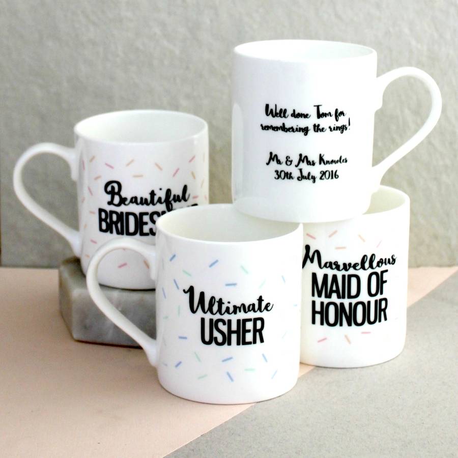 set of personalised wedding mugs by posh totty designs creates