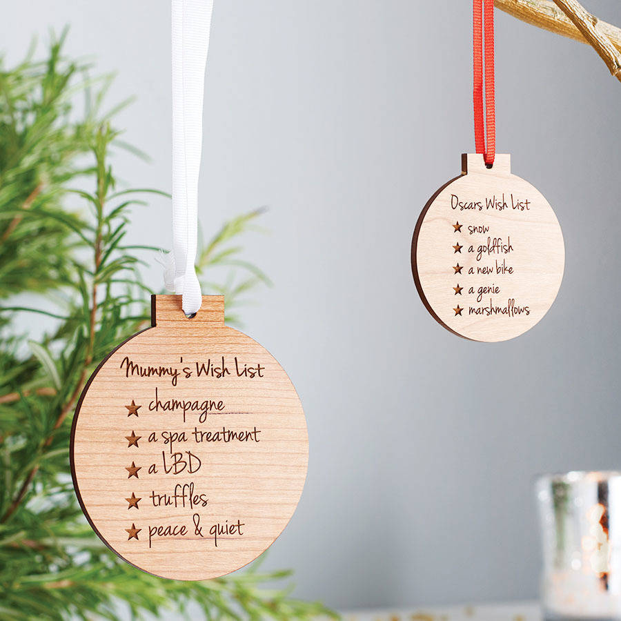 personalised christmas list bauble decoration by sophia victoria joy