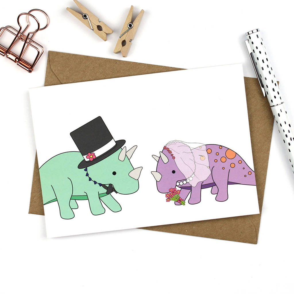 dinosaur wedding card by charlotte filshie | notonthehighstreet.com