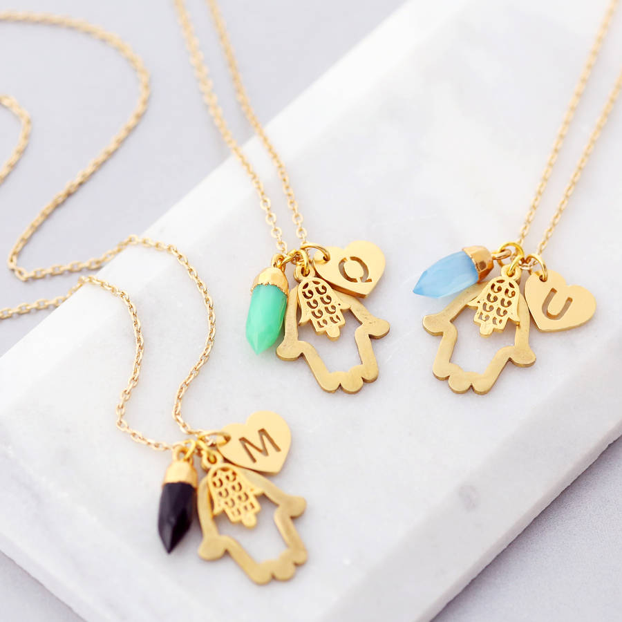 hamsa hand charm necklace by j&s jewellery