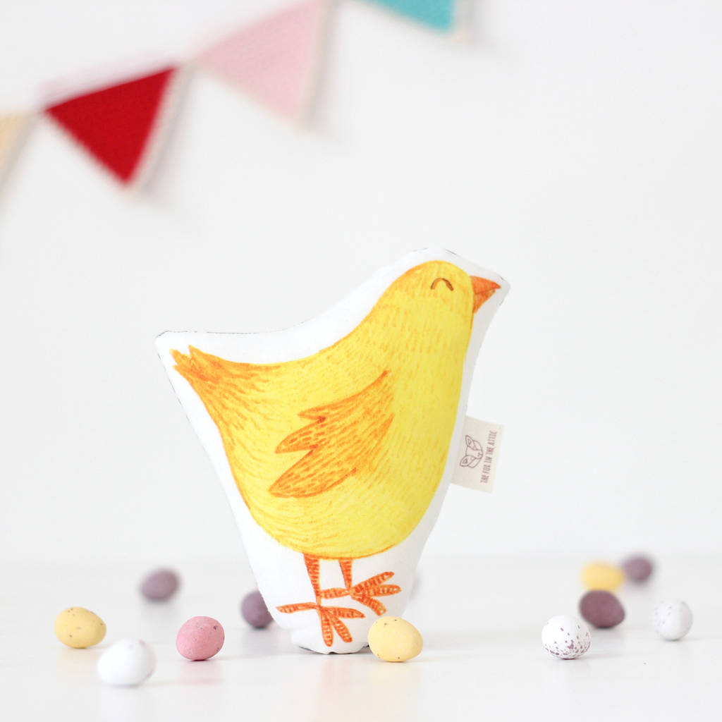 easter chick baby rattle by the fox in the attic