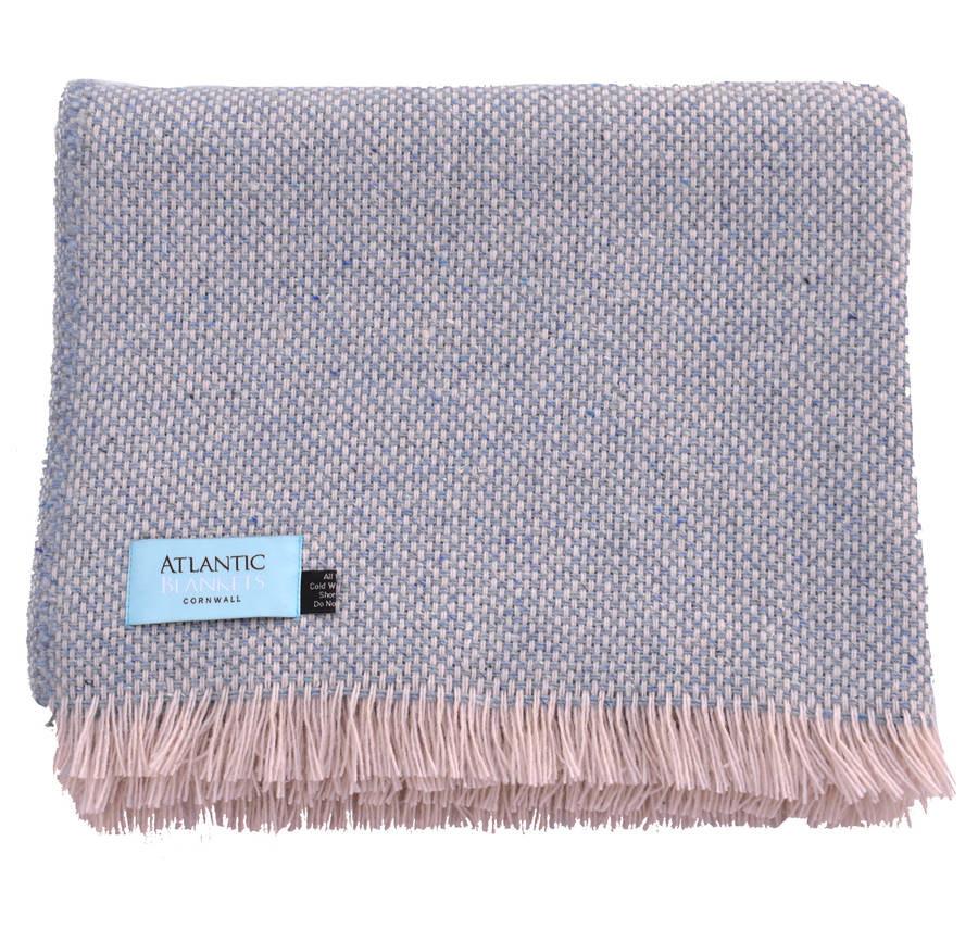 coastal blue recycled british wool picnic blanket by atlantic blankets