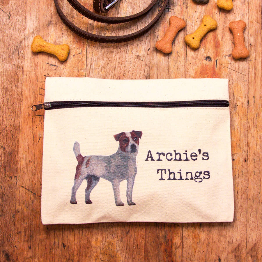 personalised zipped pouch for dog essentials by snapdragon