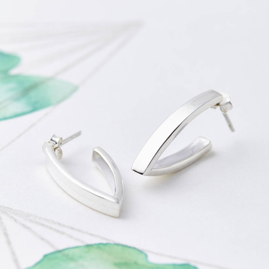 v shaped hoop earrings by charlotte's web jewellery