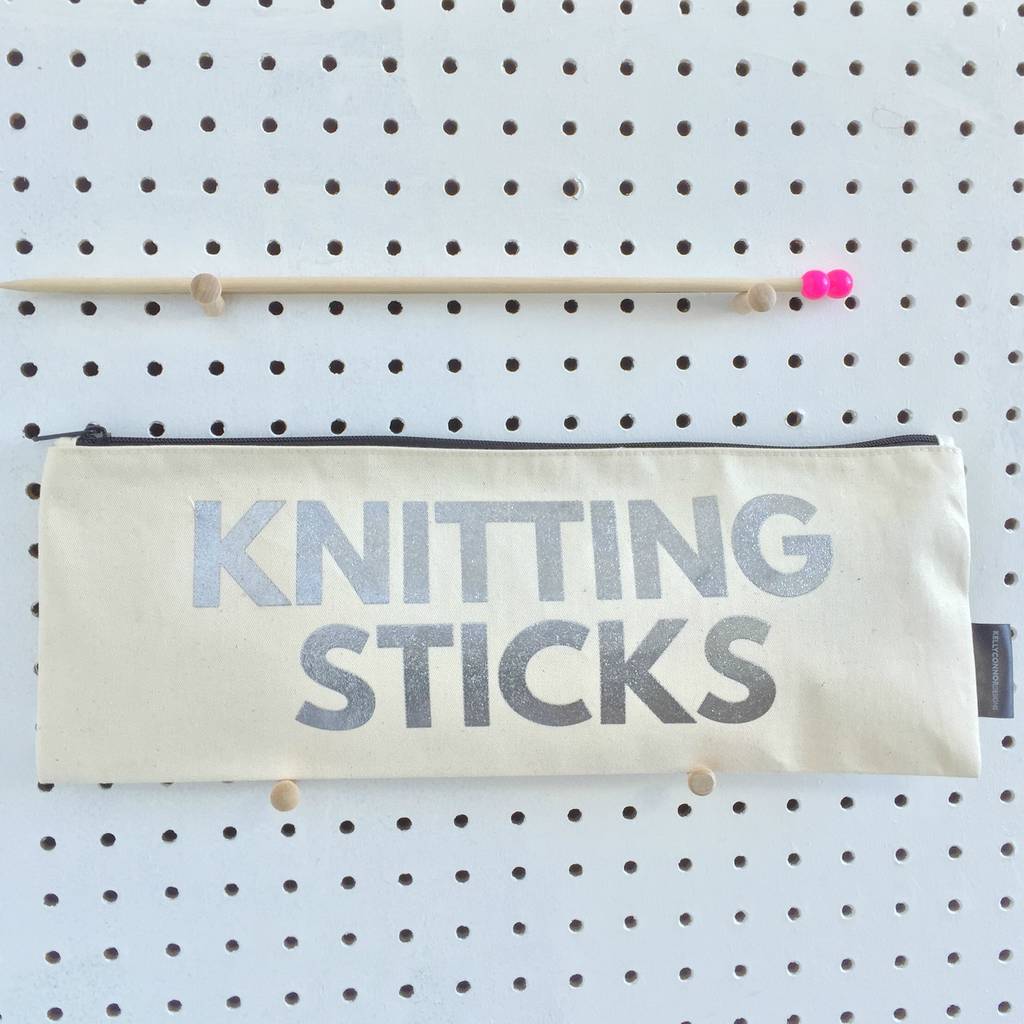 'knit me with your knitting sticks' knitting bag by kelly connor