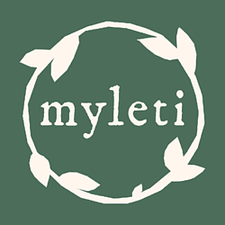 Botanical leaf design surrounding the word myleti