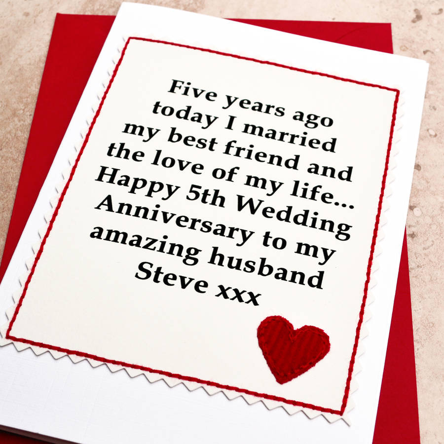 personalised 5th wedding anniversary card by jenny arnott 