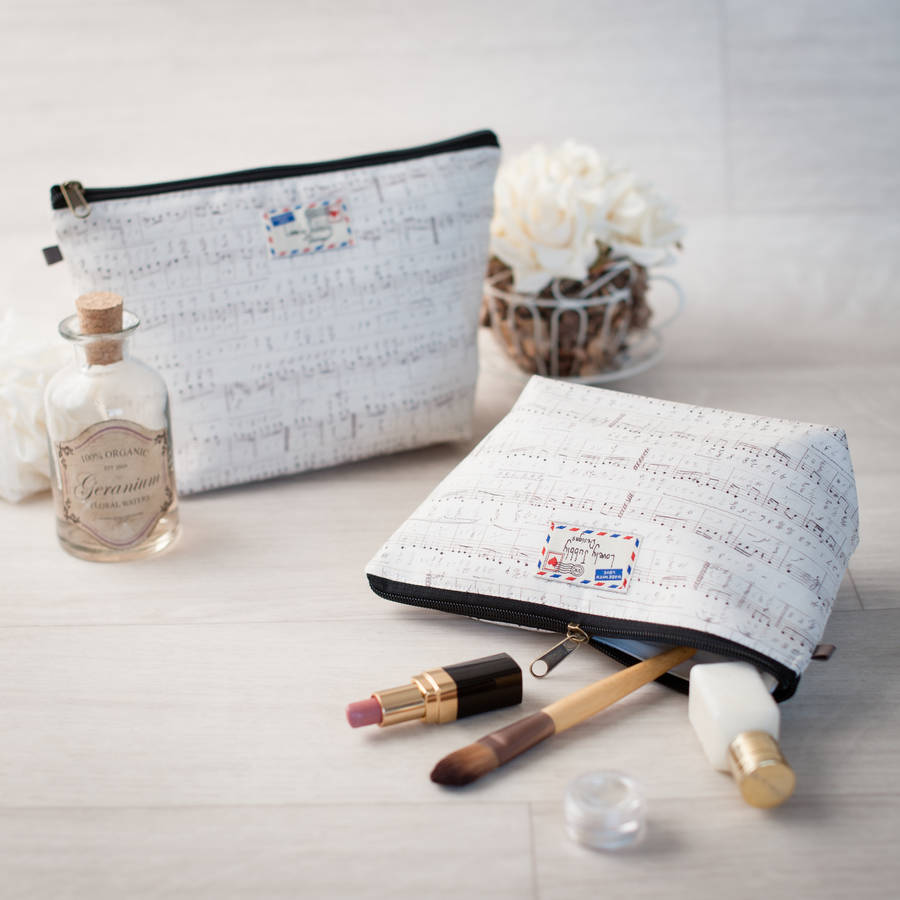 music note musical gift makeup toiletry wash bag by lovely jubbly
