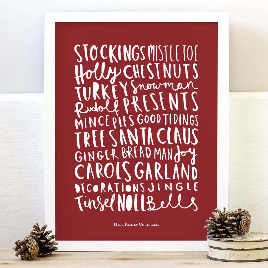 christmas words print by old english company | notonthehighstreet.com