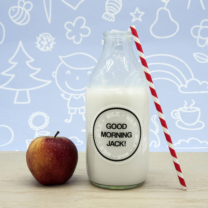 Good Morning Milk Bottle And Straw By Letteroom 0418