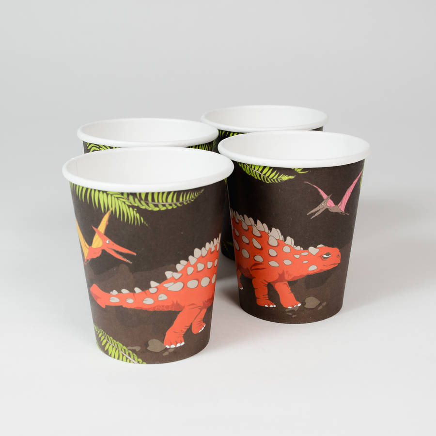 dinosaur party paper cups by marvellous cat