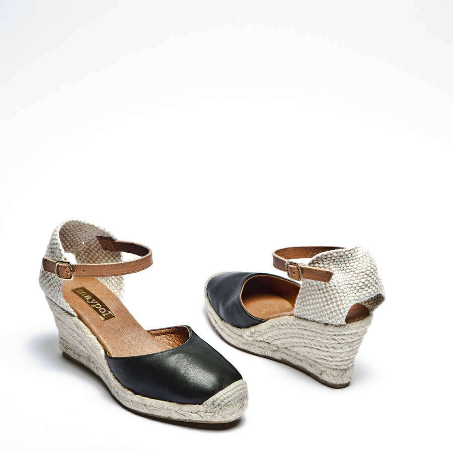 low heeled black espadrilles