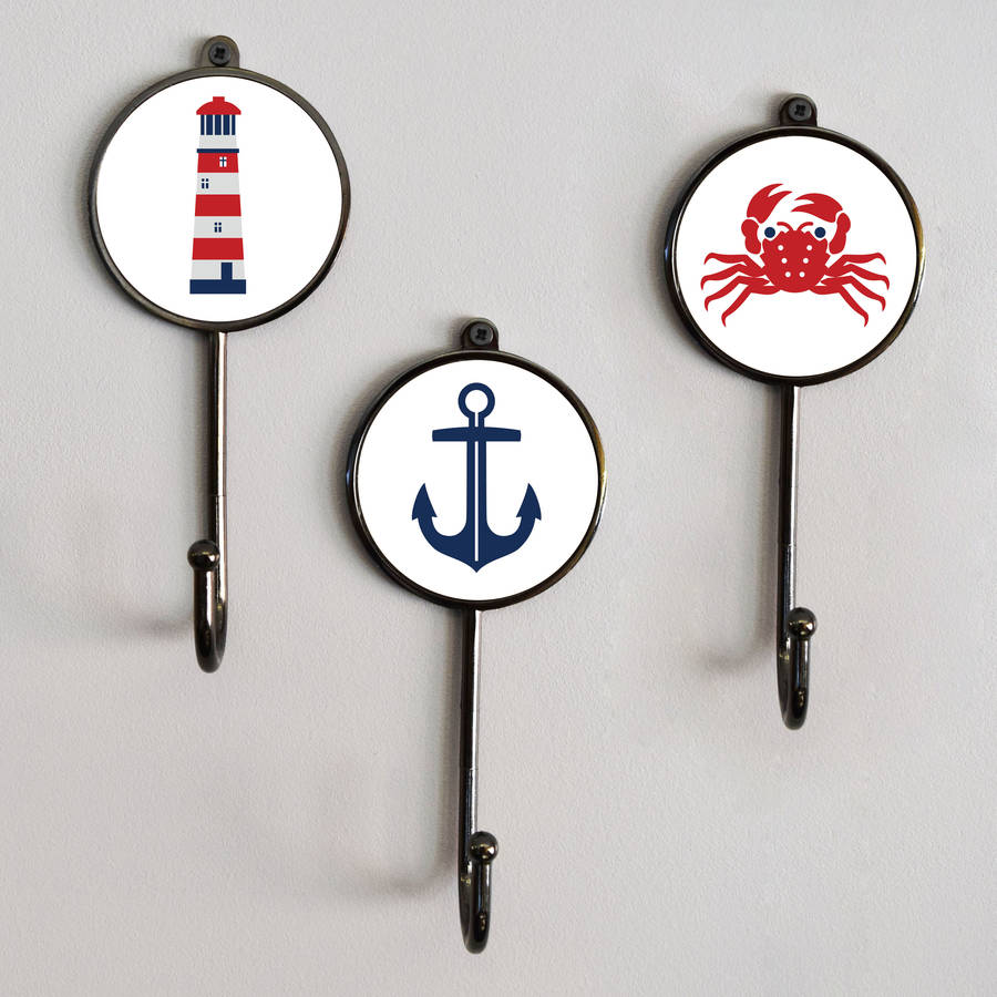 nautical sea boat themed bathroom coat wall hooks by pushka home