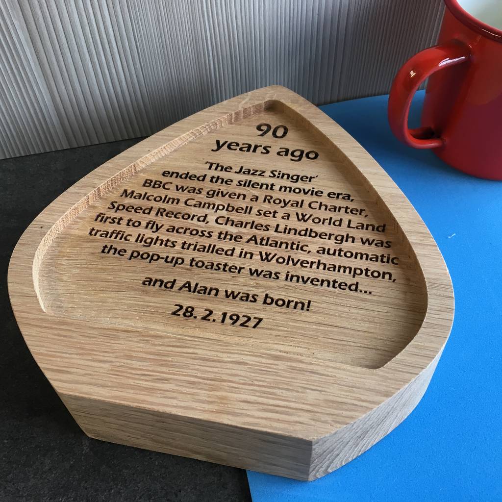 personalised oak birthday anniversary award plaque by cleancut wood